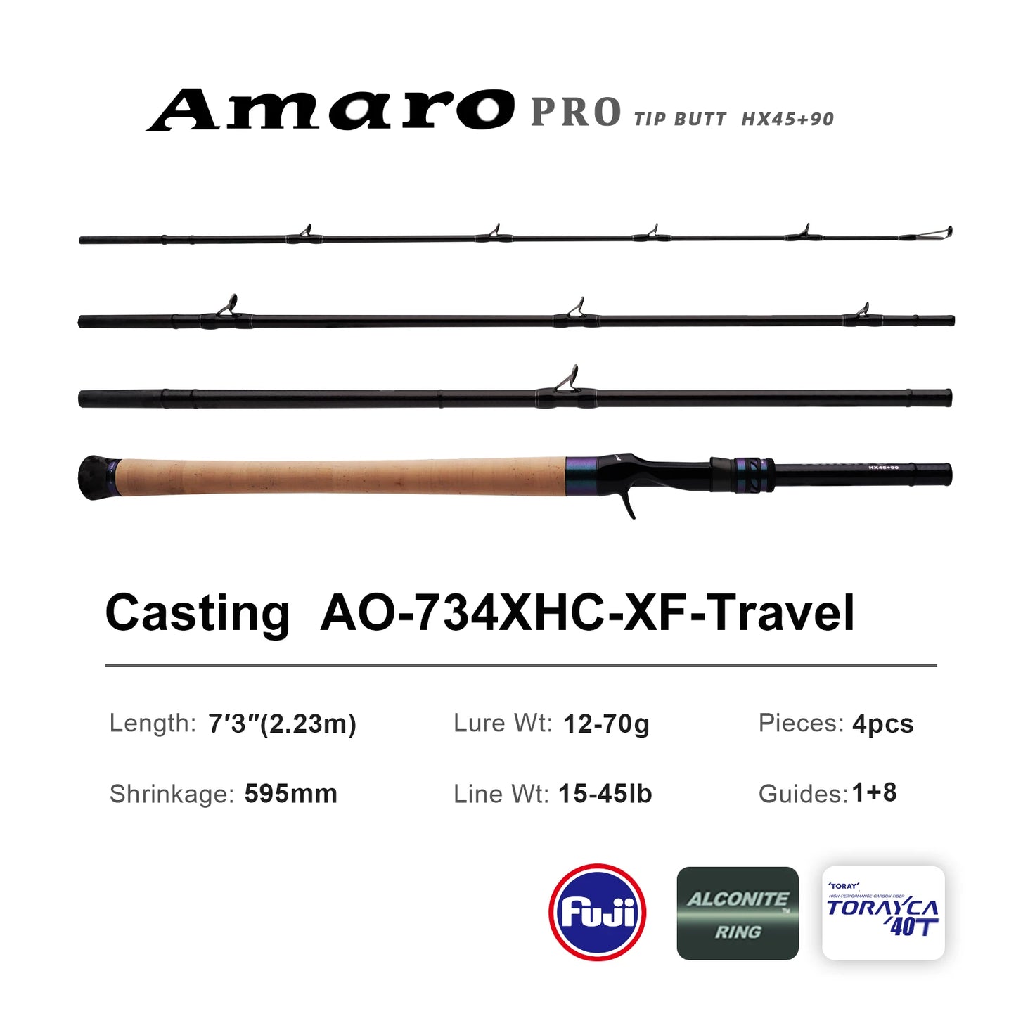 PURELURE Amaro Pro 10-80g 8ft Spinning Rod For Bass High Carbon Long Throwing Fishing Rod In FUJI Accessories Travel Casting