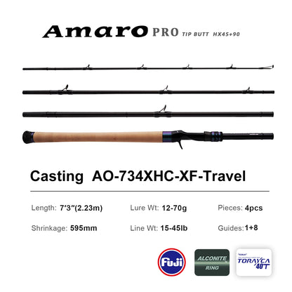 PURELURE Amaro Pro 10-80g 8ft Spinning Rod For Bass High Carbon Long Throwing Fishing Rod In FUJI Accessories Travel Casting