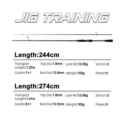 MIFINE JIG TRAINING SPIN Fishing Rod Lure Weight 3-14g/5-21G/ 7-28g/10-42g/12-56g/20-85g Fast Hollow Tip Bass Pike Spinning Rods