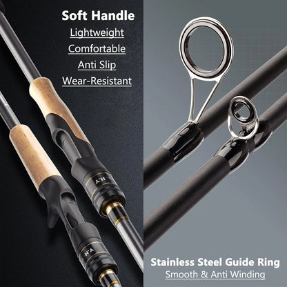 1.98m 2.1m Lure Rod Travel Fishing Rod 4 Section 100% Hight Carbon 4-25g Power Spinning Casting Rod Ultra-Short Portable