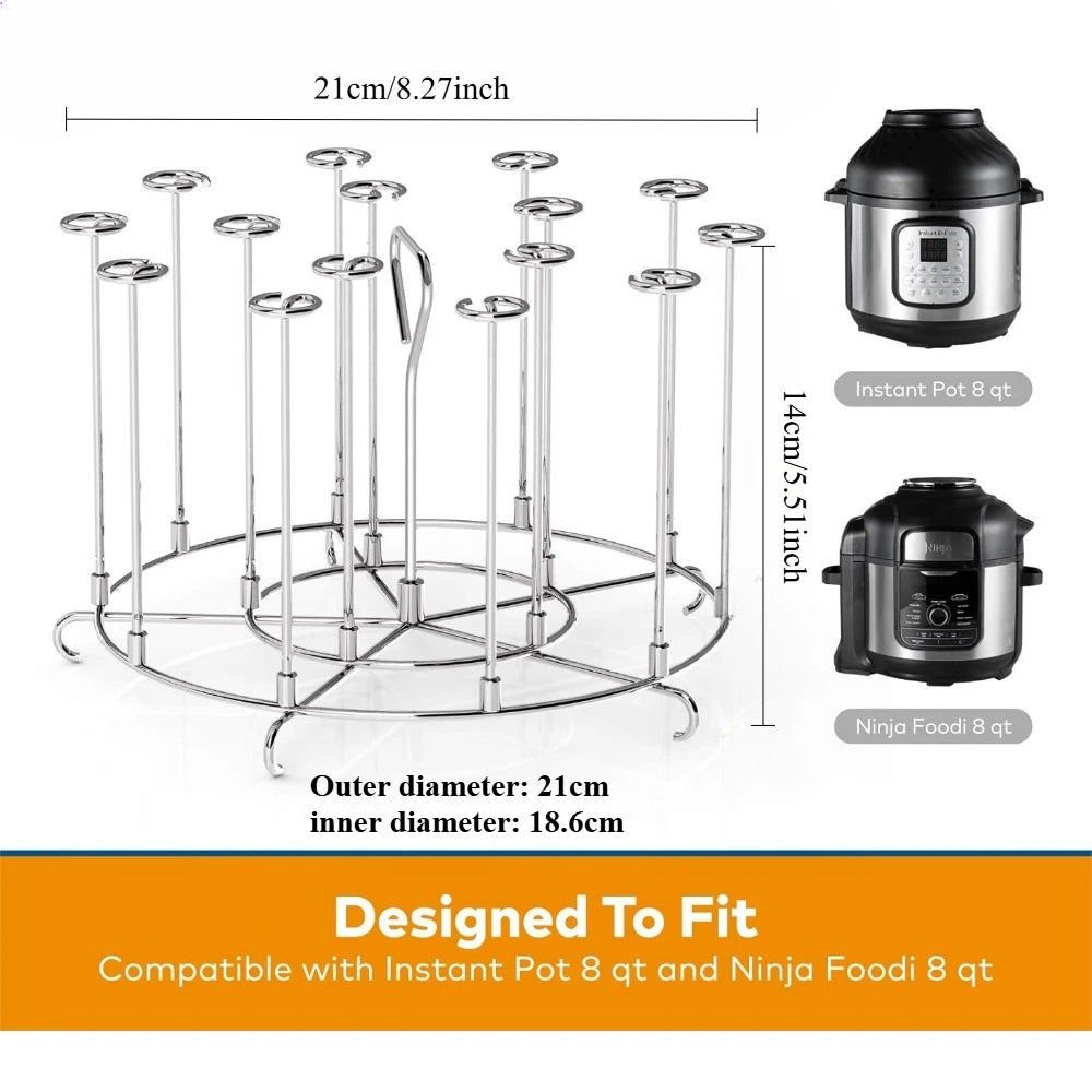 Air Fryer Skewer Stand 6/8Qt Stainless Steel Detachable Vertical Skewers Holder for Grilling Home Kitchen Kabobs Accessories New