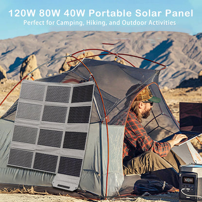 MHPOWOS 120W 80W 40W Portable Solar Panel 23.5% High Efficiency Foldable Solar Charger for Camping, RV, Emergency Power Supply