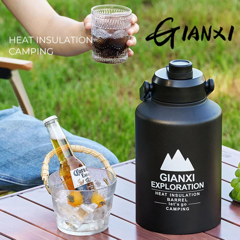 GIANXI Outdoor Ice Bucket Thermos Kettle Thermos Cup Ice Cube Thermos Large Capacity Camping Stall Stainless Steel Kettle