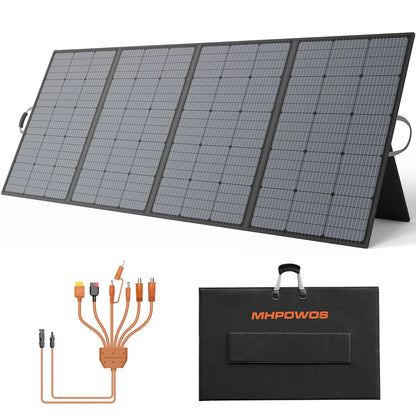 MHPOWOS 400W Portable Solar Panel for Power Stations Foldable Solar Handbag with Kickstands for Solar Generators, RVs, Camping