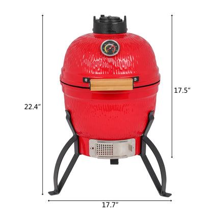 Round Charcoal Grill Ceramic Asador Kamado Charcoal Grills 13 Inch Orange Kitchen Smoker Barbecue Outdoor BBQ