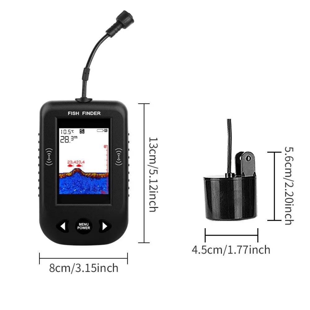 45 Degrees XF03 Fish Finders LCD Display Wire Design Portable Sonar Finders 100M Depth Depth Detection Sonar Fish Finder