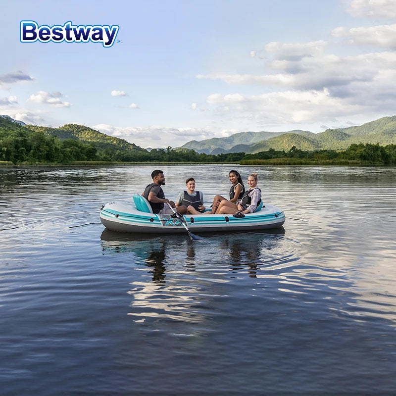 Bestway 65159/65158 4-5 Person Inflatable Kayak - Durable PVC Material, Large Adventure Boat, Kit Format