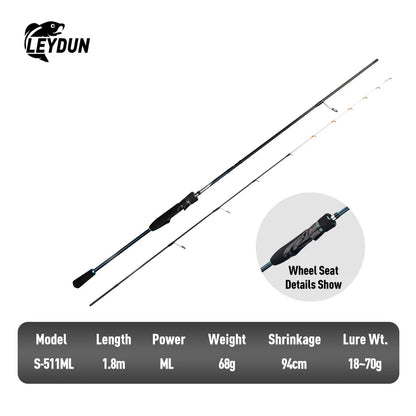 LEYDUN SHARKRY  Boat Tip Run Rod Pattern Squid Fishing Rod ML Soild Tip Ultra Light Carbon Reel seat FUJI Guide Spinning Rods