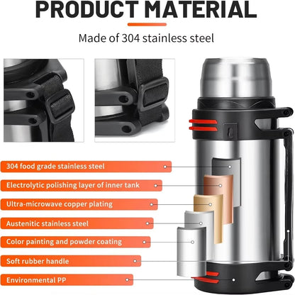 Large Capacity Thermos Pots 1.5L Stainless Steel Hot & Cold Thermos Emergency Water Bottle Thermos Car Hot Thermos Kettle