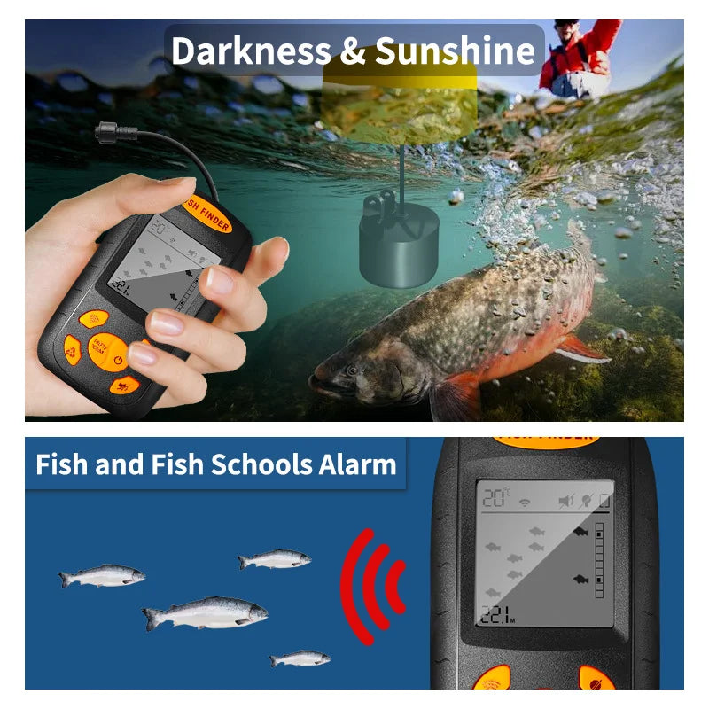 Smart Portable Sonar Fish Finder with Underwater Camera 100m Depth Sounder Alarm Transducer Temperature Display for Fishing