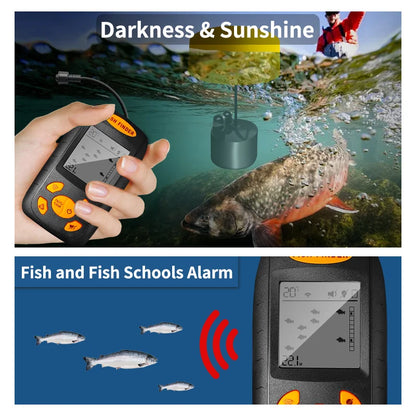 Smart Portable Sonar Fish Finder with Underwater Camera 100m Depth Sounder Alarm Transducer Temperature Display for Fishing