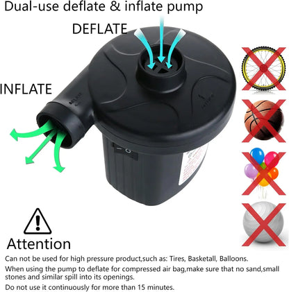 Portable Quick-Fill AC DC Electric Air Pump for Inflatables, Mattress, Pool Toys with Nozzles