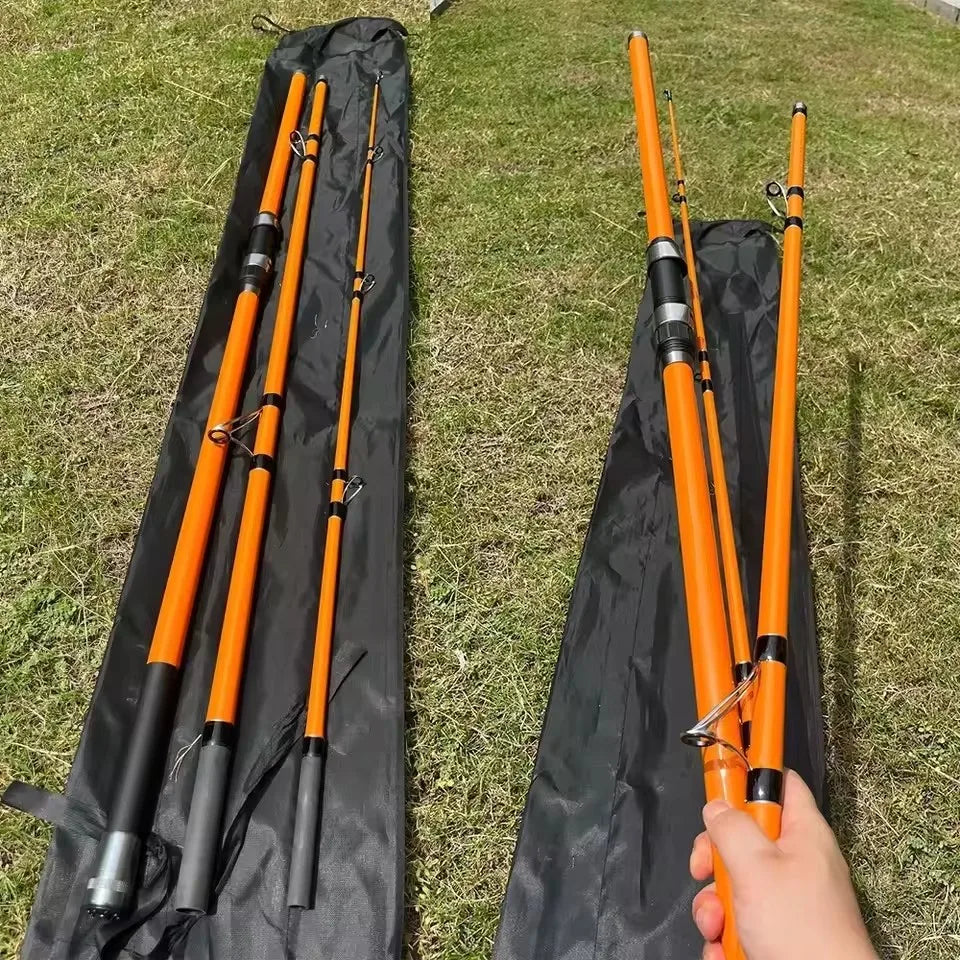 3.3/3.6/3.9/4.2M Carp Rod 35kg Surf Fishing Rod 80-350g 20-60LB Travel Surf Spinning Rod 3 Piece Carbon Saltwater Fishing Pole