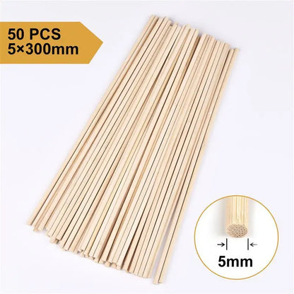 Bamboo Craft Round Rod Model Toys Building Carving Handicraft Educational DIY Accessories Bamboo'S Stick Size 300*3/4/5/6/8/10mm