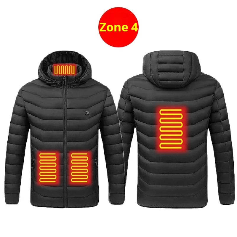 21 Areas Heated Jacket Men Casual Ski Cold-proof Thermal Padded Motorcycle Jacket Women's USB Electric Smart Self-heating Clothe