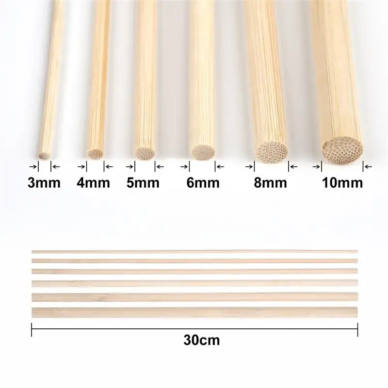 Bamboo Craft Round Rod Model Toys Building Carving Handicraft Educational DIY Accessories Bamboo'S Stick Size 300*3/4/5/6/8/10mm