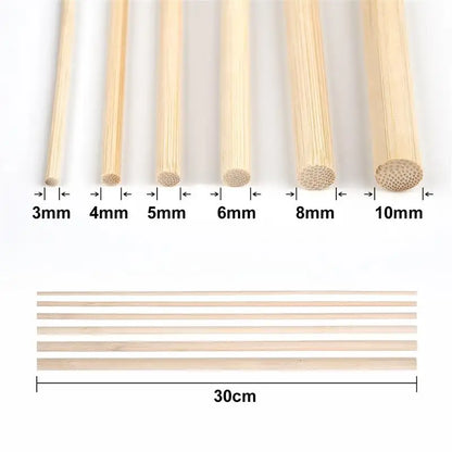 Bamboo Craft Round Rod Model Toys Building Carving Handicraft Educational DIY Accessories Bamboo'S Stick Size 300*3/4/5/6/8/10mm