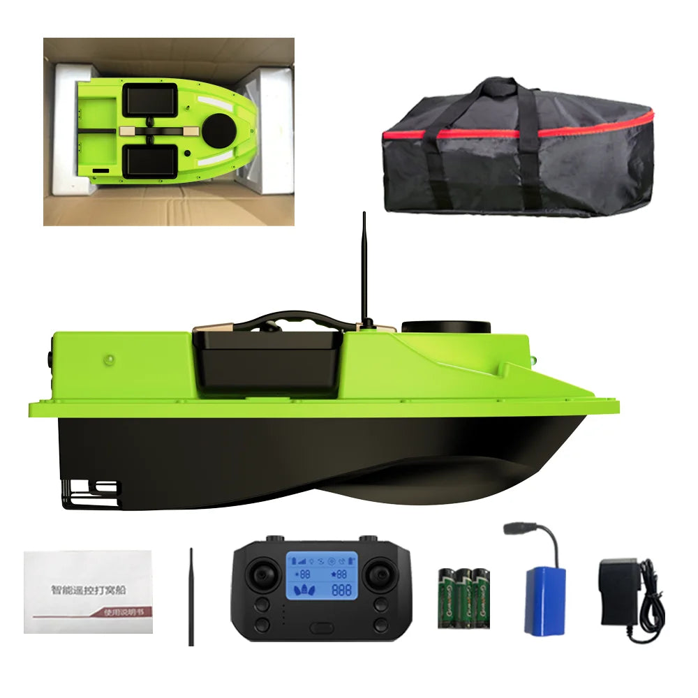LOKEEVAN D19 Remote Controlled Bait Boat with GPS,600M RC Night Boat LED Fishing,4 Cabins 2 kg Loading,Fishing Boat,12000 mAh