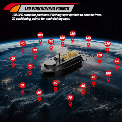 800m GPS Fishing Bait Boat 9 Fishing Grounds 180 Points Bait Boat 6.6lbs Loading Support Automatic Cruise/Route Correction