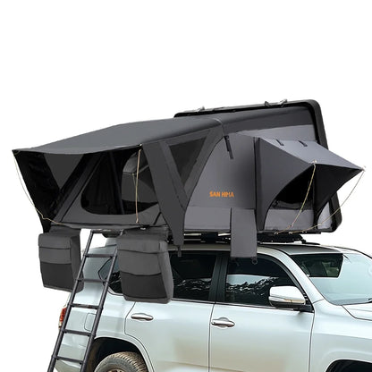 4x4 Offroad Camping Essential: SAN HIMA 3-4 Person Rooftop Tent – Quick-Setup, Waterproof Side-Open Clamshell ABS Hard Shell