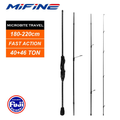 MIFINE MICROBITE AJING Casting Spinning Rods 40+46T Lure Weight 0-3g/0.5-5g/1-8g/1.5-10g Fast 4 Sections Portable Fishing Pole