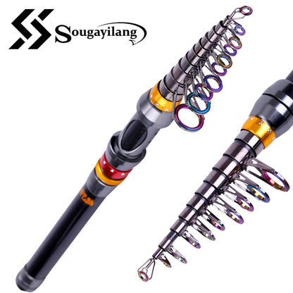 Sougayilang 99% Carbon 1.8M - 3.6M Portable Telescopic Fishing Rod Blank Spinning Rods Fish Hand Fishing Tackle Sea Rod