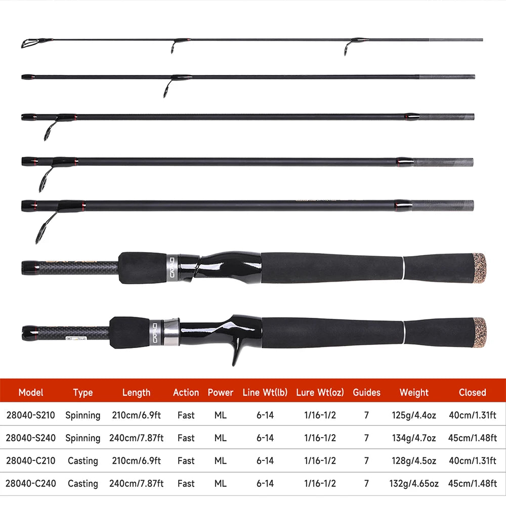 Professional Carbon Fiber Fishing Lure Rod 2.1/2.4/2.7M Ultra Light Spinning Casting Rod for Bass Pike Fishing Tackle Accessory
