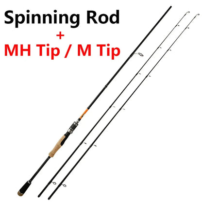 2 Pieces Fishing Rod Tips M / MH,Spinning / Casting Rod,Ultralight Carbon Fiber,1.8m 2.1m 2.4m,Trout / Carp,Baitcasting Lure Rod