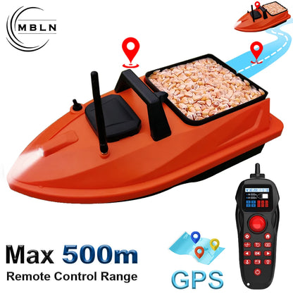 MBLN Mini GPS Bait Boat – 24 Waypoints, Beidou/GPS Navigation, Auto Return, Cruise Control, Quiet Dual Motor, Water Temp Sensor