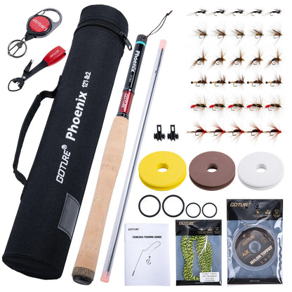 Goture Tenkara Fishing Kit 3.6m Rod with Spare Tip Section&Storage Bag Complete Beginner Tenkara Kit for Travel Hiking Camping