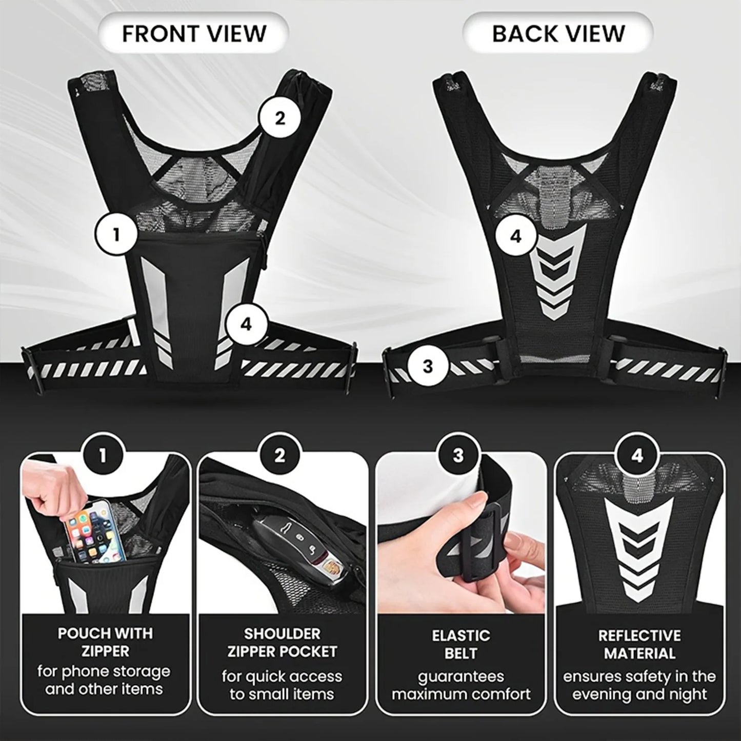 Ultra Light Running Vest with Phone Pocket Water Bottle Holder Breathable Hydration Pack for Outdoor Cycling Hiking Trail