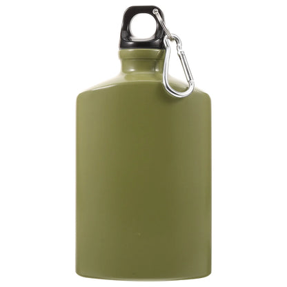 Durable Aluminum Canteen 500ml Flat Portable Water Bottle for Outdoor Camping Hiking Travel Lightweight Army Green