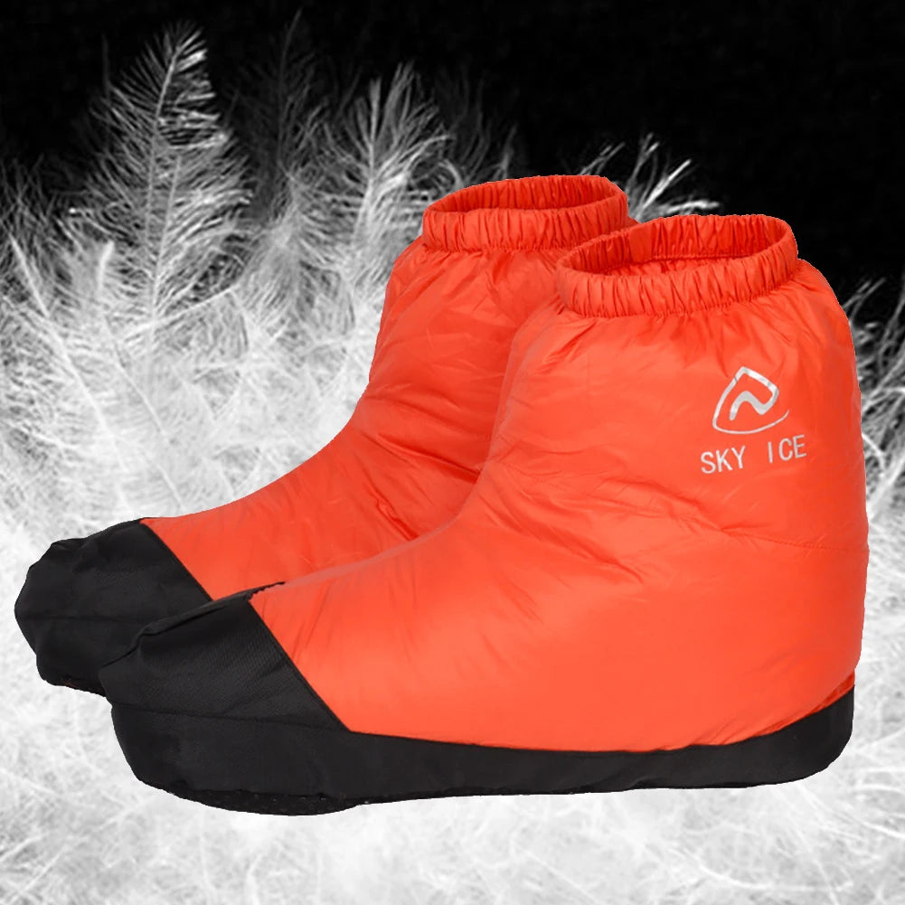 Winter Waterproof Down Soft Slippers Women Men Warm Home Indoor Down Slippers Booties Warm Shoes for Outdoor Camping  Hiking