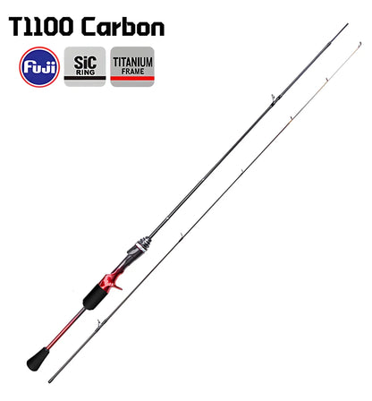 T1100 Carbon Fiber Lure Fishing Rod with FUJI Guide Rings Titanium Bracket,UL Spinning Casting Rod for Carp Trout Bass Fishing