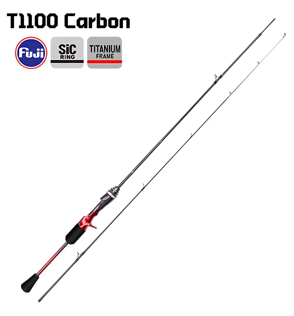 T1100 Carbon Fiber Lure Fishing Rod with FUJI Guide Rings Titanium Bracket,UL Spinning Casting Rod for Carp Trout Bass Fishing