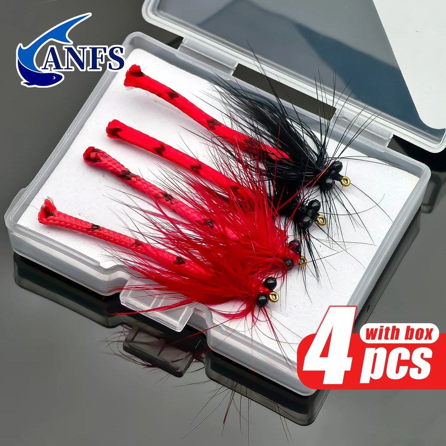 ANFS 4pcs Fly Fishing Flies with Storage Box ,Fly Fishing Lure Bait for Trout,Hand Made Fly Fishing Kit