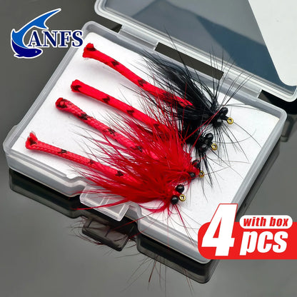 ANFS 4pcs Fly Fishing Flies with Storage Box ,Fly Fishing Lure Bait for Trout,Hand Made Fly Fishing Kit