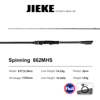 PURELURE JIEKE 9FT Spinning Casting Rod High Carbon Universal Long Throwing Fishing Rod in FUJI Accessories Fast