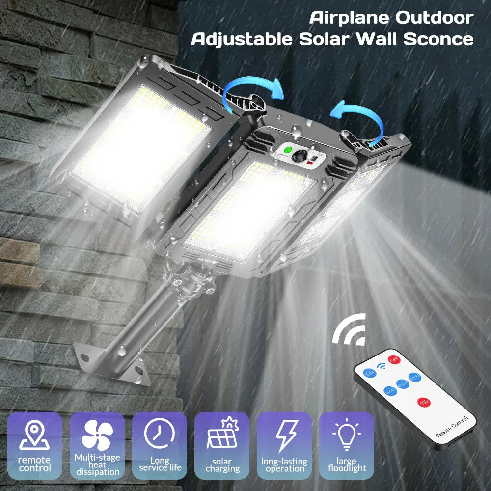 LED Solar Sensor Street Lights Waterproof 3 Light Modes Outdoor Wall Lamp for Garden Yard Balcony Camping Decor