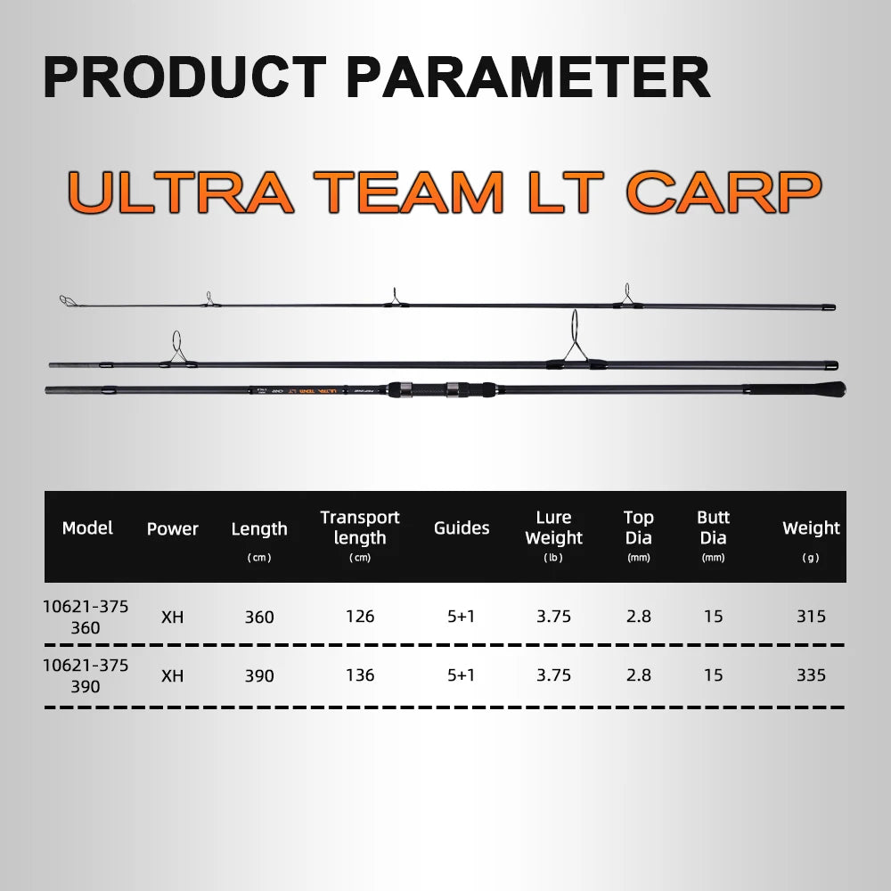 MIFINE ULTRA TEAM LT CARP Spinning Rods 24T Carbon Fiber 3.6M/3.9M Lure Weight 3.75LB Travel Surfcasting Carp Fishing Pole Ocean