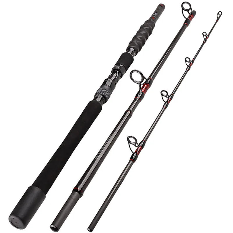 1.8m 2.1m 2.4m Quality Boat Saltwater 40T Carbon Fishing Rod 30-50Lb 3 Pce Surf Spinning Rod  Lure 80-250g Travel Pole Free Bag