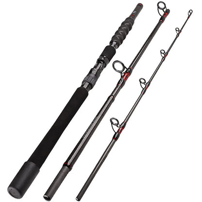 1.8m 2.1m 2.4m Quality Boat Saltwater 40T Carbon Fishing Rod 30-50Lb 3 Pce Surf Spinning Rod  Lure 80-250g Travel Pole Free Bag