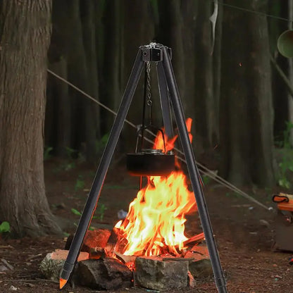 Camping Tripod Stand Heavy Duty Tripod Rack For Camping Cooking Grill Supplies Camping Campfire Tripod With Chain For Family
