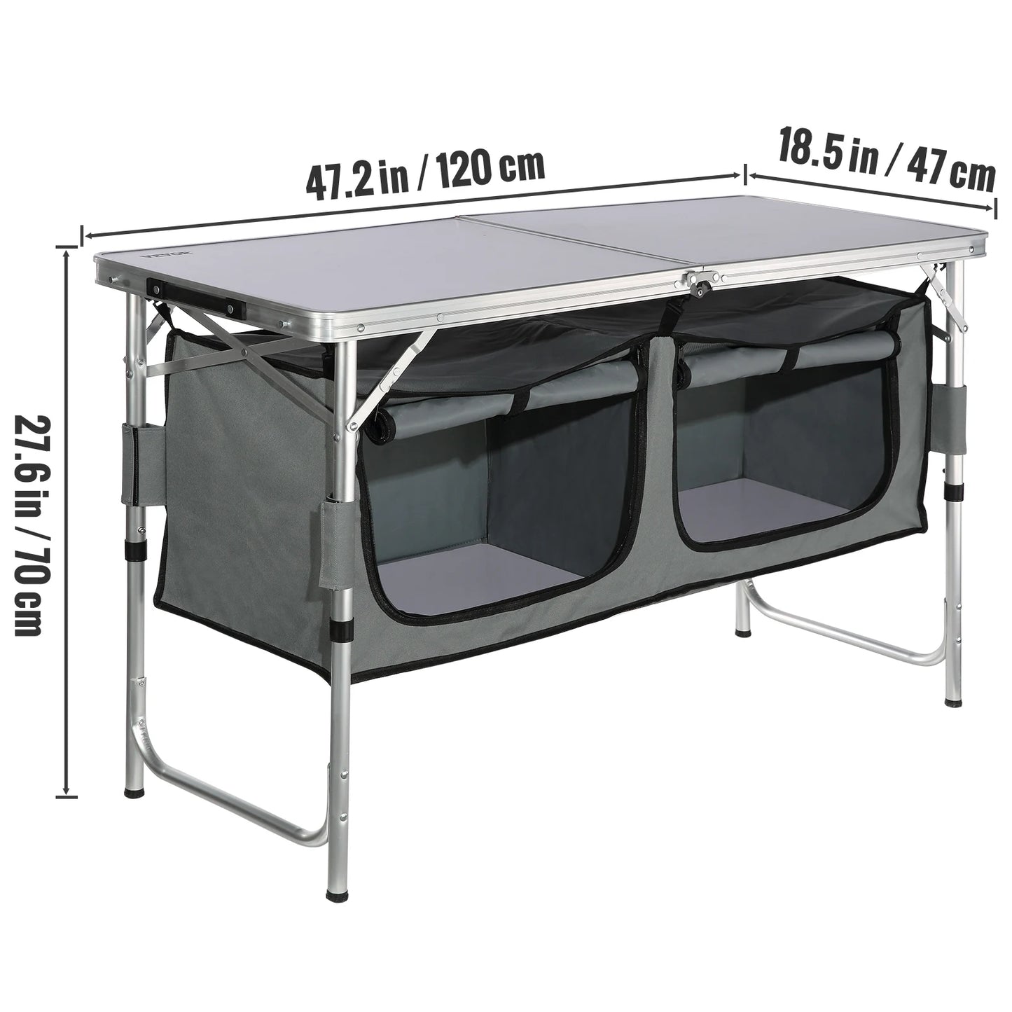 SucceBuy Camping Outdoor Kitchen Table Cabinet Foldable Folding Cooking Storage Rack X-Shaped Aluminum Alloy Bracket for BBQ