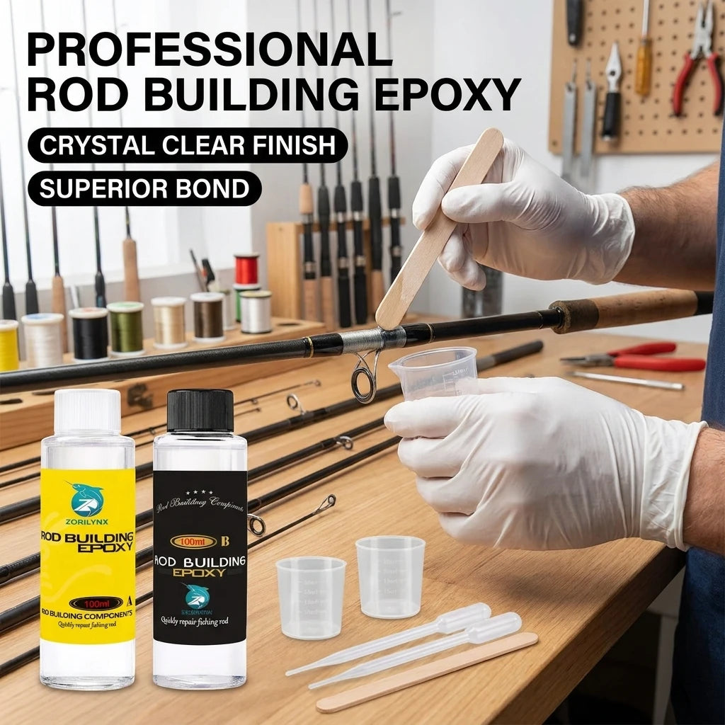 Rod Building Epoxy A&B Glue Set, Waterproof Strong Adhesive for Fishing Pole Repair and Guide Eye Binding