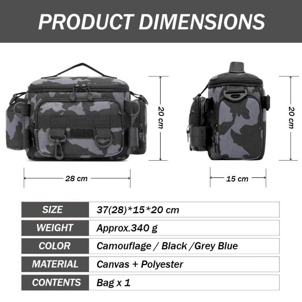 Fishing Gear Bag Waterproof Oxford Cloth Large Capacity Multi-Pocket Portable Fishing Accessories Organizer Waist Shoulder Pouch