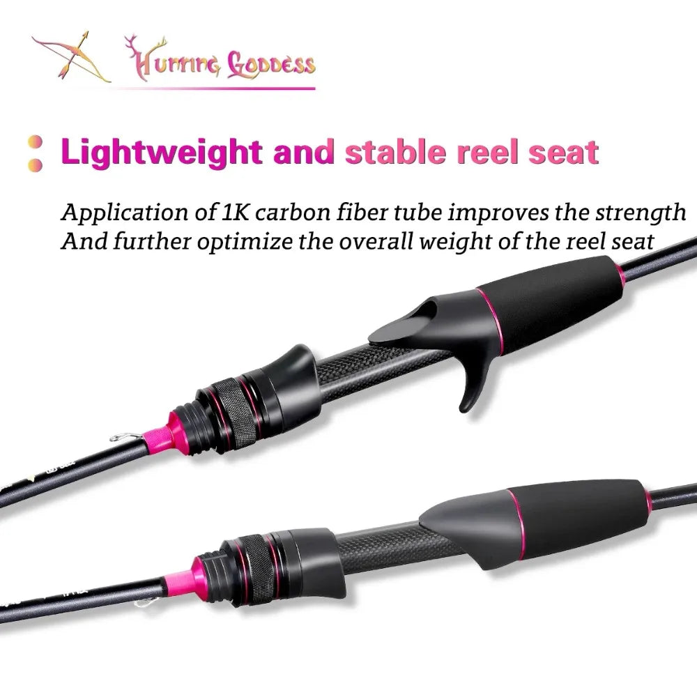 1.35/1.5/1.68/1.8m 5 Feet UL Supper Light Pink Solid Tip Fast Action Carbon Fishing Rod Girl Female Casting Rod
