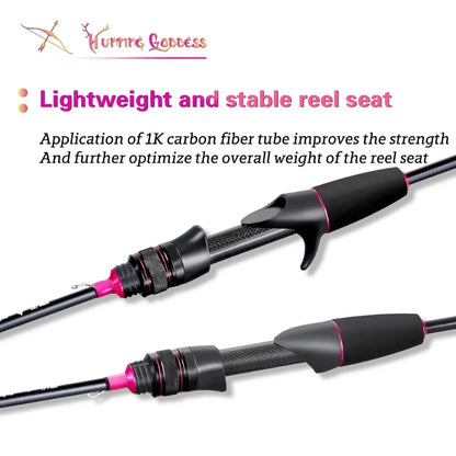 1.35/1.5/1.68/1.8m 5 Feet UL Supper Light Pink Solid Tip Fast Action Carbon Fishing Rod Girl Female Casting Rod