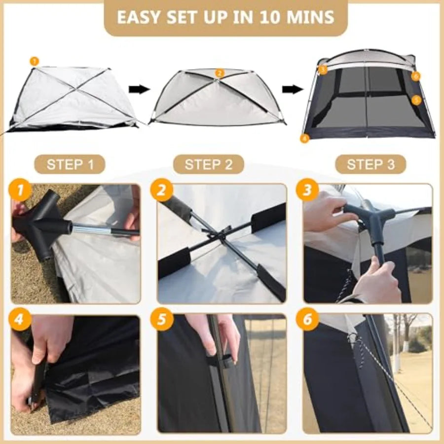 Screen House Room 11x11 Ft Mesh Net Tent Canopy Shelter Gazebo Easy Setup and Waterproof and Sunshade Suitable for Camping Trip