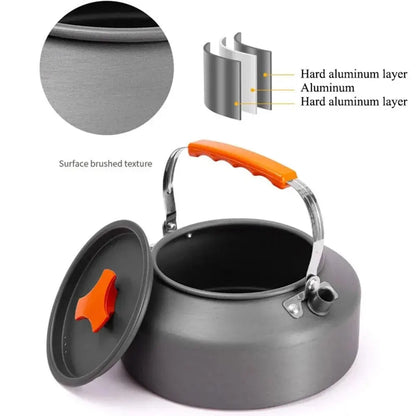 Camping Water Kettle Lightweight Aluminium Alloy Teapot for Outdoor Tourism Cookware Travel Hiking Picnic Tableware